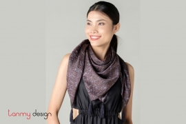 Silk scarf TIMESQUARE -  BLACK CAI